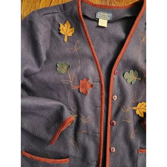 Willow Ridge Cardigan Women's Sz 2x Button up Front Pockets Autumn Leaves  VTG - Picture 5 of 8